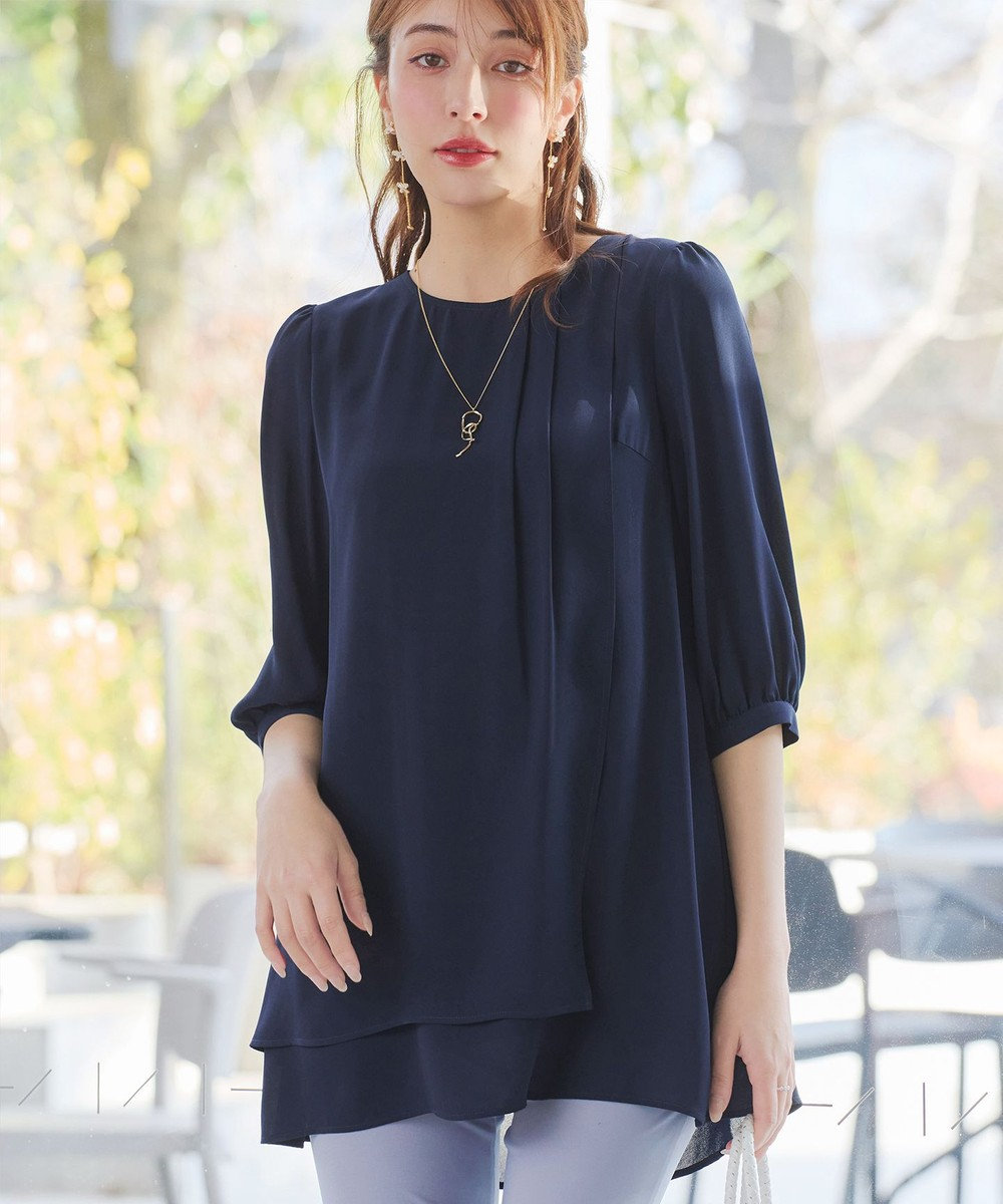 Tiaclasse L ラップ風ジョーゼットチュニック 
