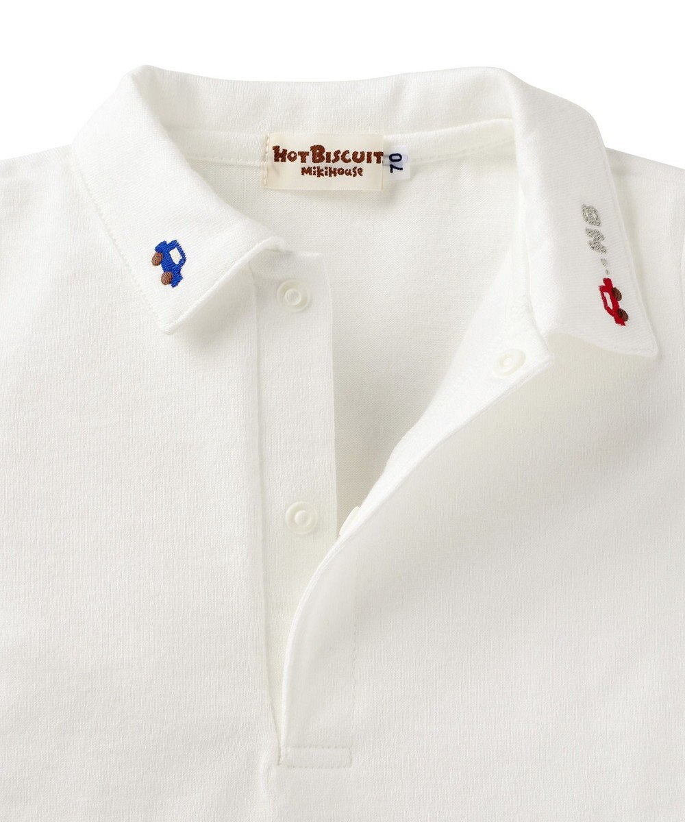 MIKI HOUSE HOT BISCUITS 【70-90cm】 くるま刺繍 オーバーオール＆ポロシャツギフトセット【BOX付き】 