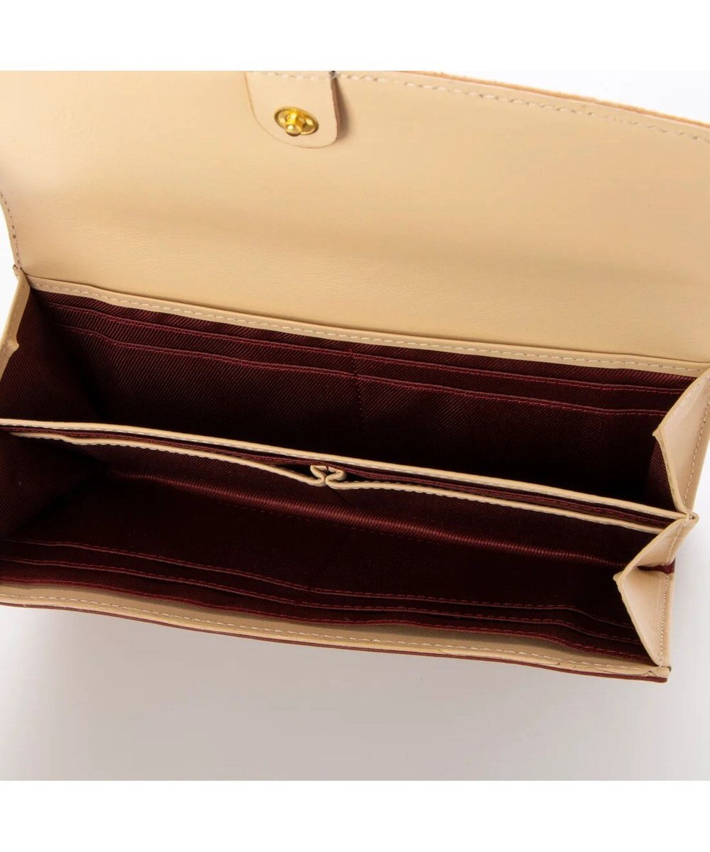 UNBILLION perche 牛革×ハラコ風ドットダブルかぶせ長財布 