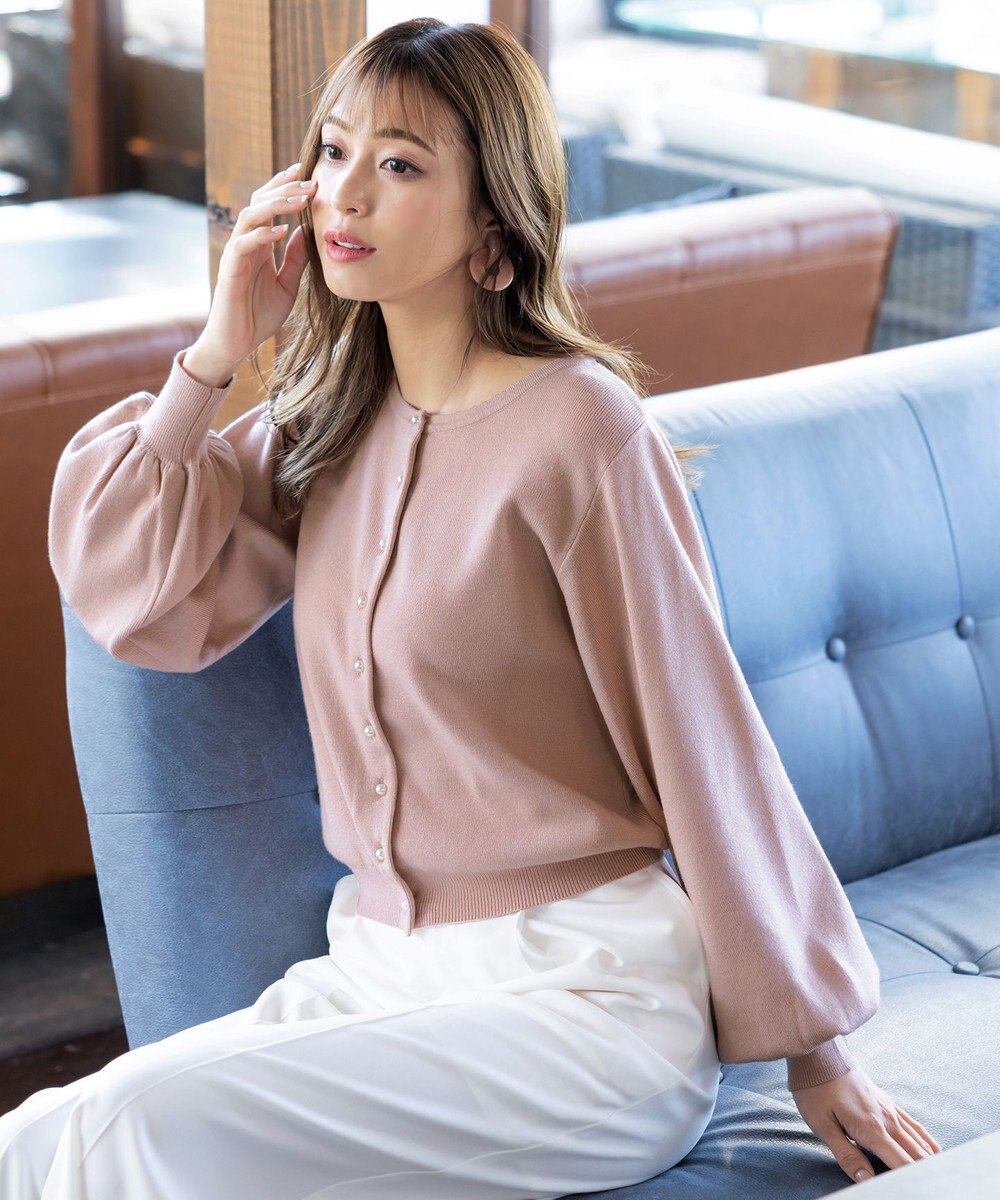 Tiaclasse 【洗える】パールボタンニットカーデ 