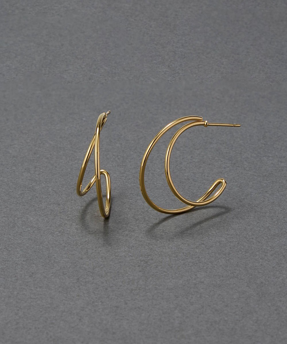 Phoebe 〈金属アレルギー対応〉クレセントレイヤーフープピアス　ゴールド　ステンレス 