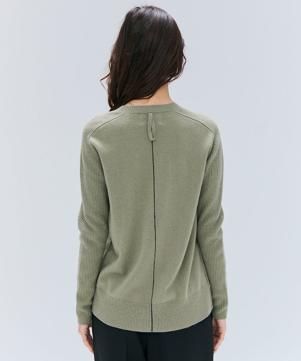 BEIGE， 【洗える】POMPE / ウールカシミヤ配色ラインクルーネックニット 