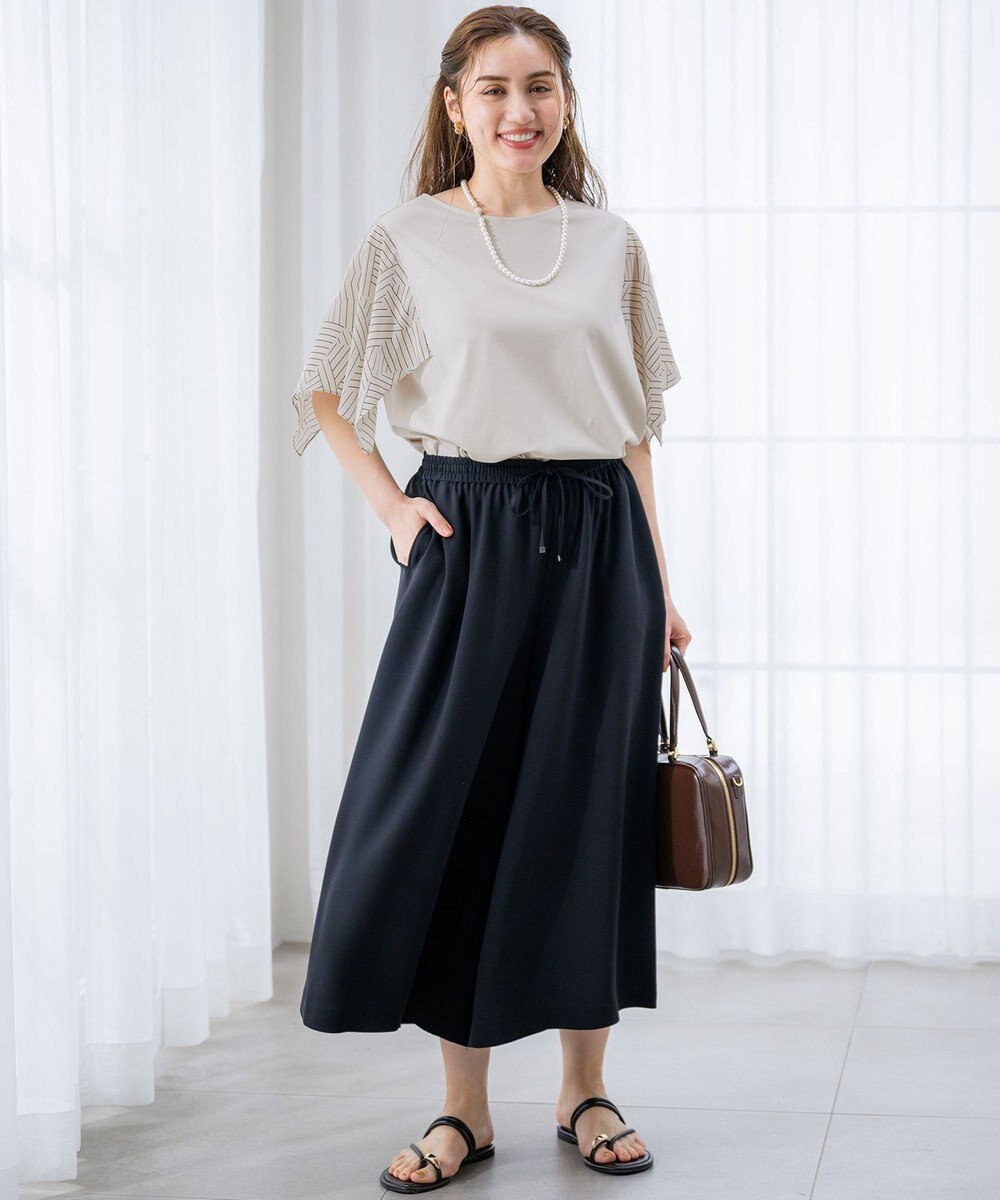 23区 L 【Lサイズ限定/吸水速乾/UVカット/接触冷感/】ストレッチジョーゼット ガウチョパンツ 