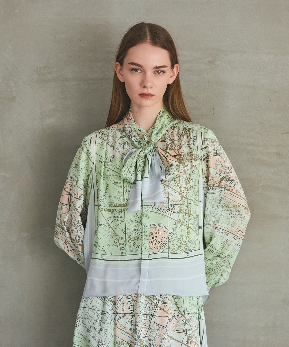 GRACE CONTINENTAL パリスカーフプリントブラウス 