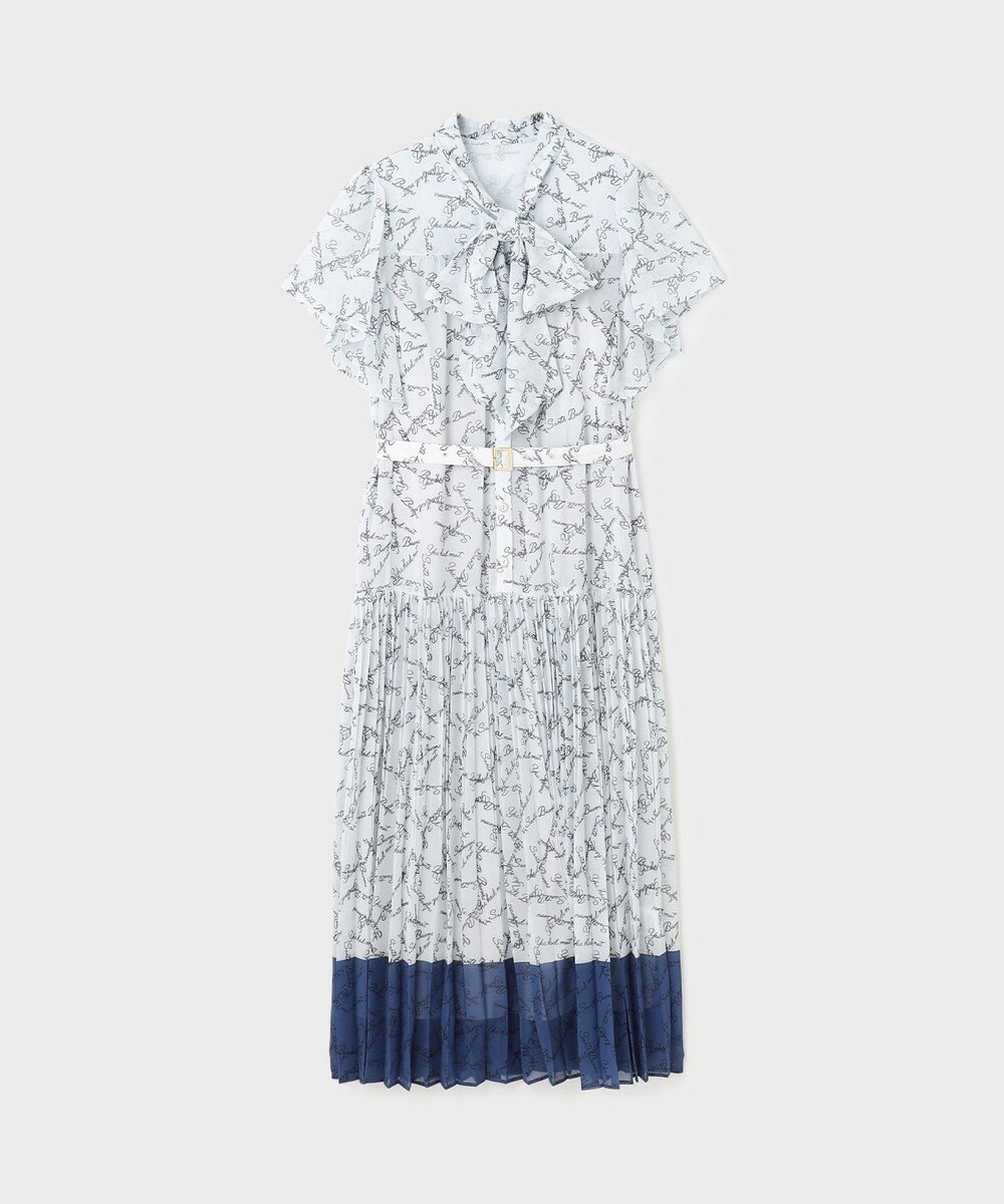 GRACE CONTINENTAL ボウタイプリーツプリントワンピース 