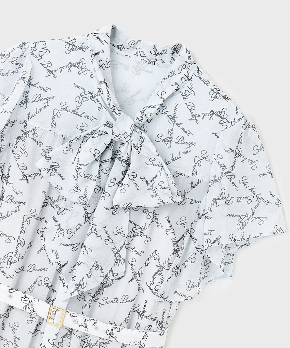 GRACE CONTINENTAL ボウタイプリーツプリントワンピース 