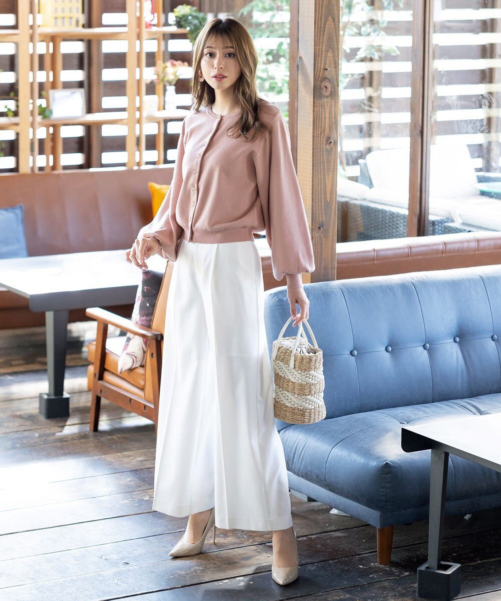 Tiaclasse 【洗える】パールボタンニットカーデ 