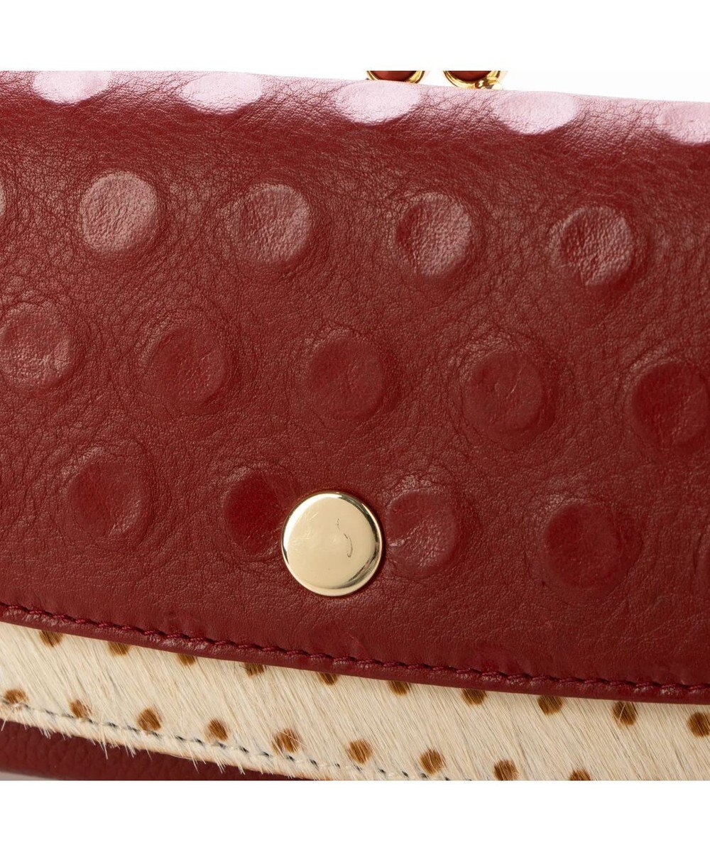 UNBILLION perche 牛革×ハラコ風ドットダブルかぶせ長財布 