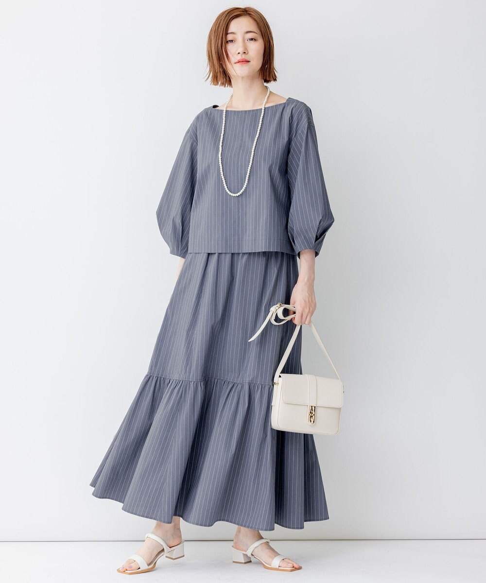 23区 L 【一部店舗限定/洗える】ハイカウントウェザーストレッチ ボートネック コンパクト ブラウス 