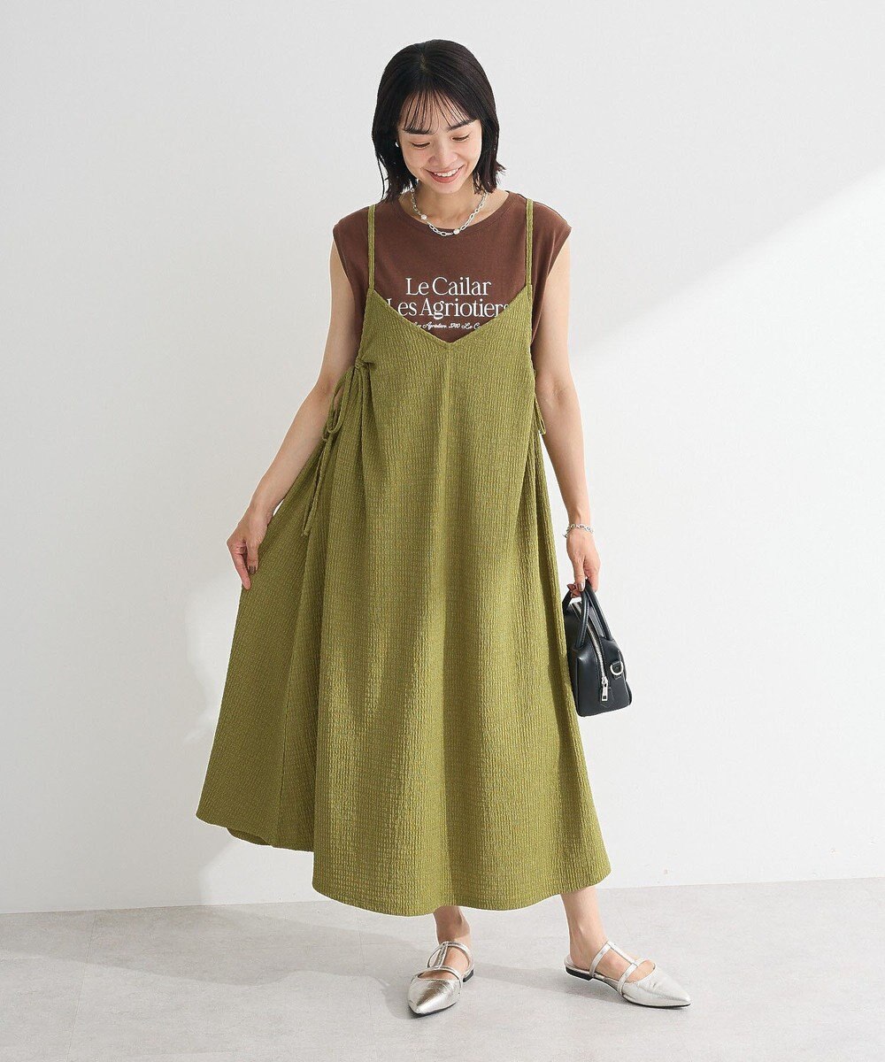Green Parks 表面感脇リボンキャミワンピース 
