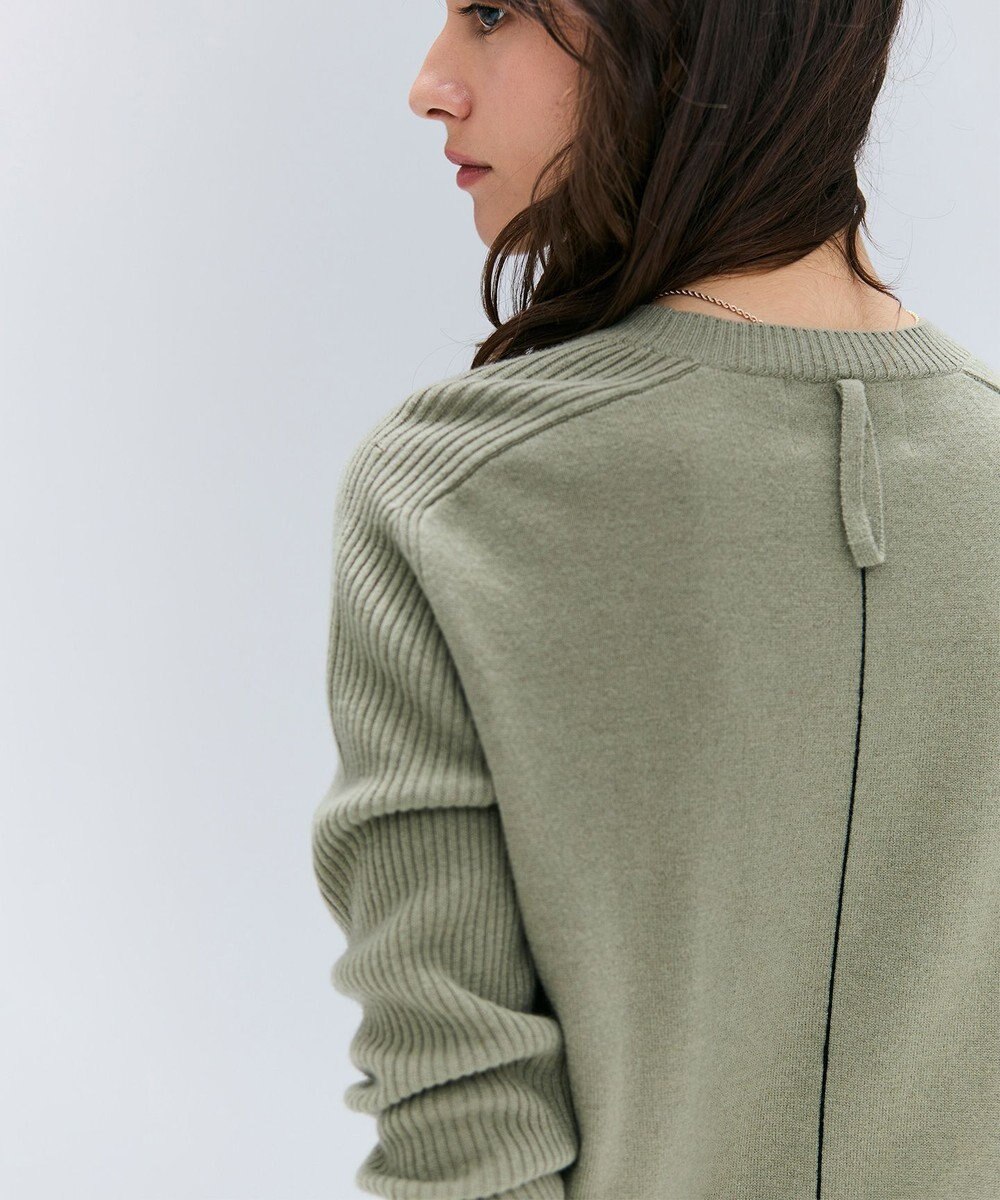 BEIGE， 【洗える】POMPE / ウールカシミヤ配色ラインクルーネックニット 
