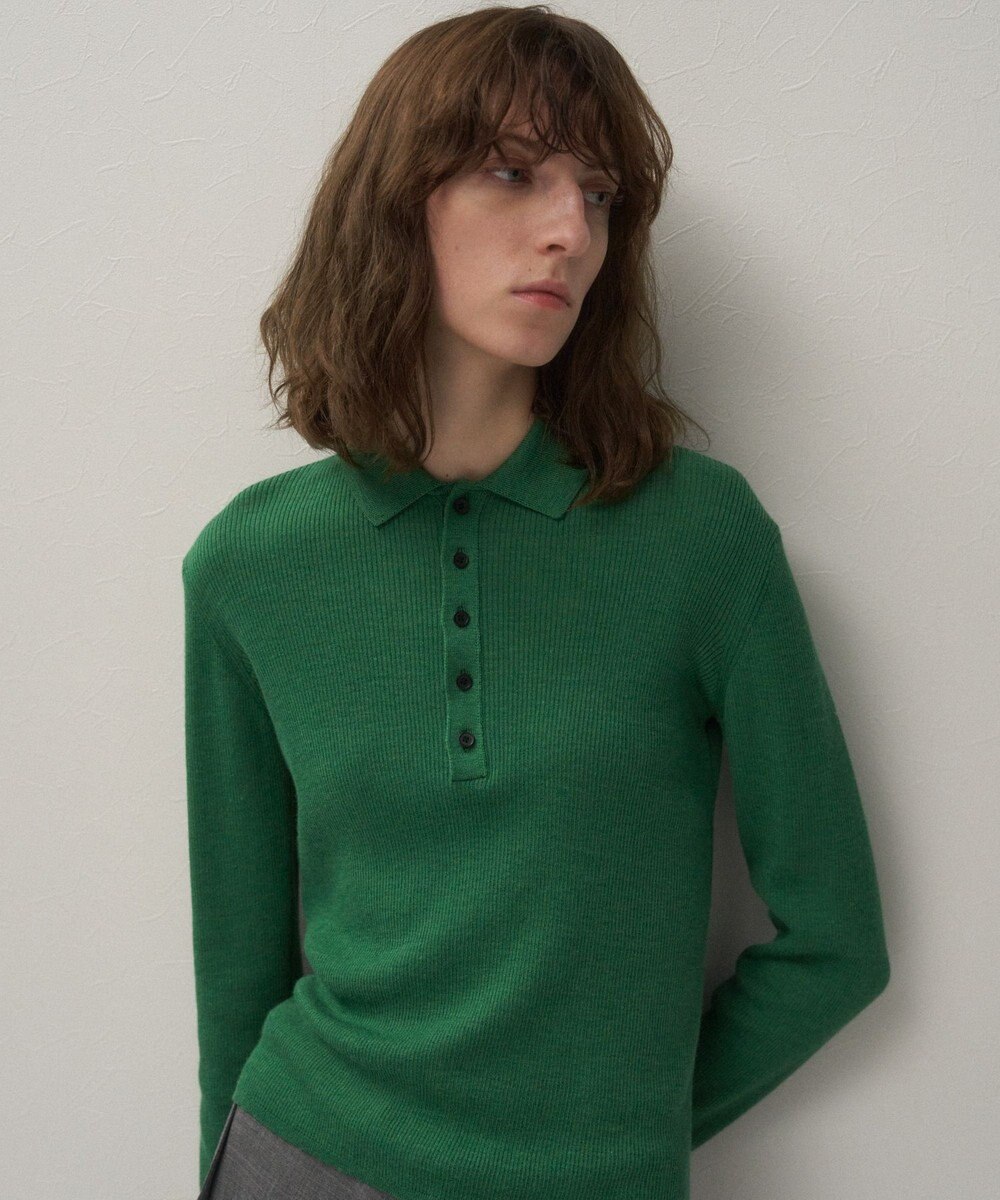 ATON RAMIE WOOL RIB | リブポロセーター 