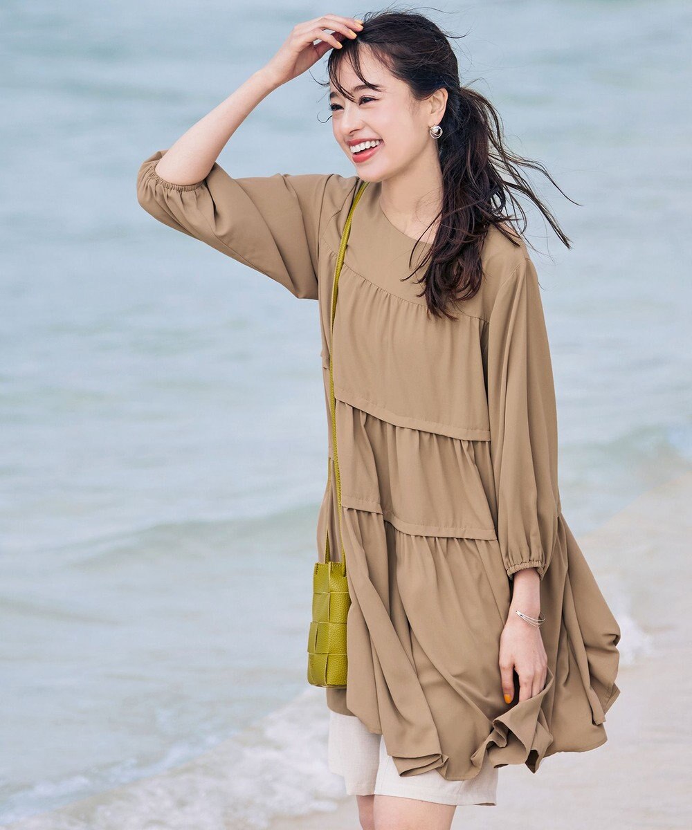 Tiaclasse L 【洗える】ティアードチュニックブラウス 