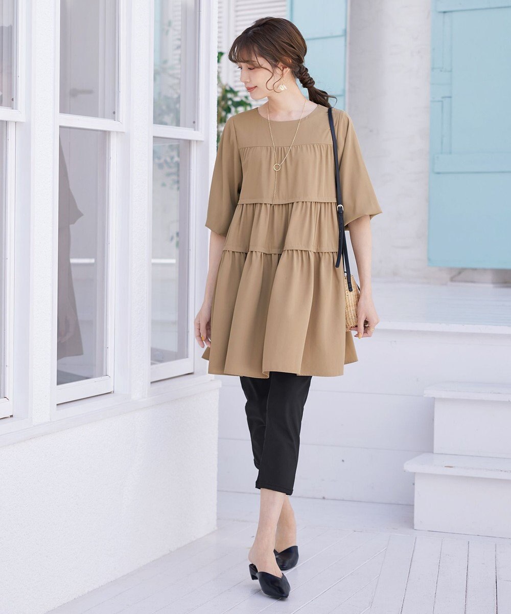 Tiaclasse L 【洗える】ティアードチュニックブラウス 