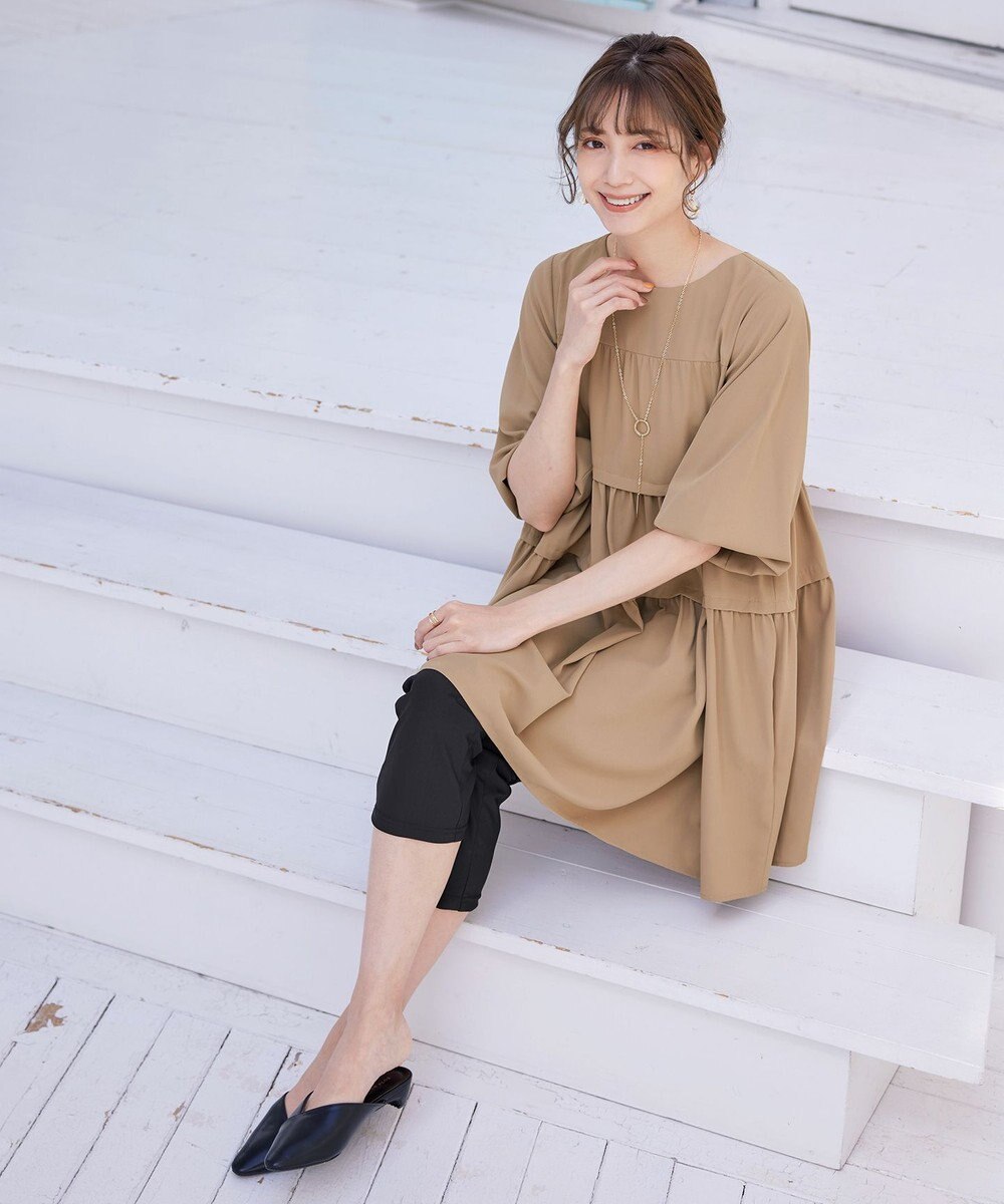 Tiaclasse L 【洗える】ティアードチュニックブラウス 