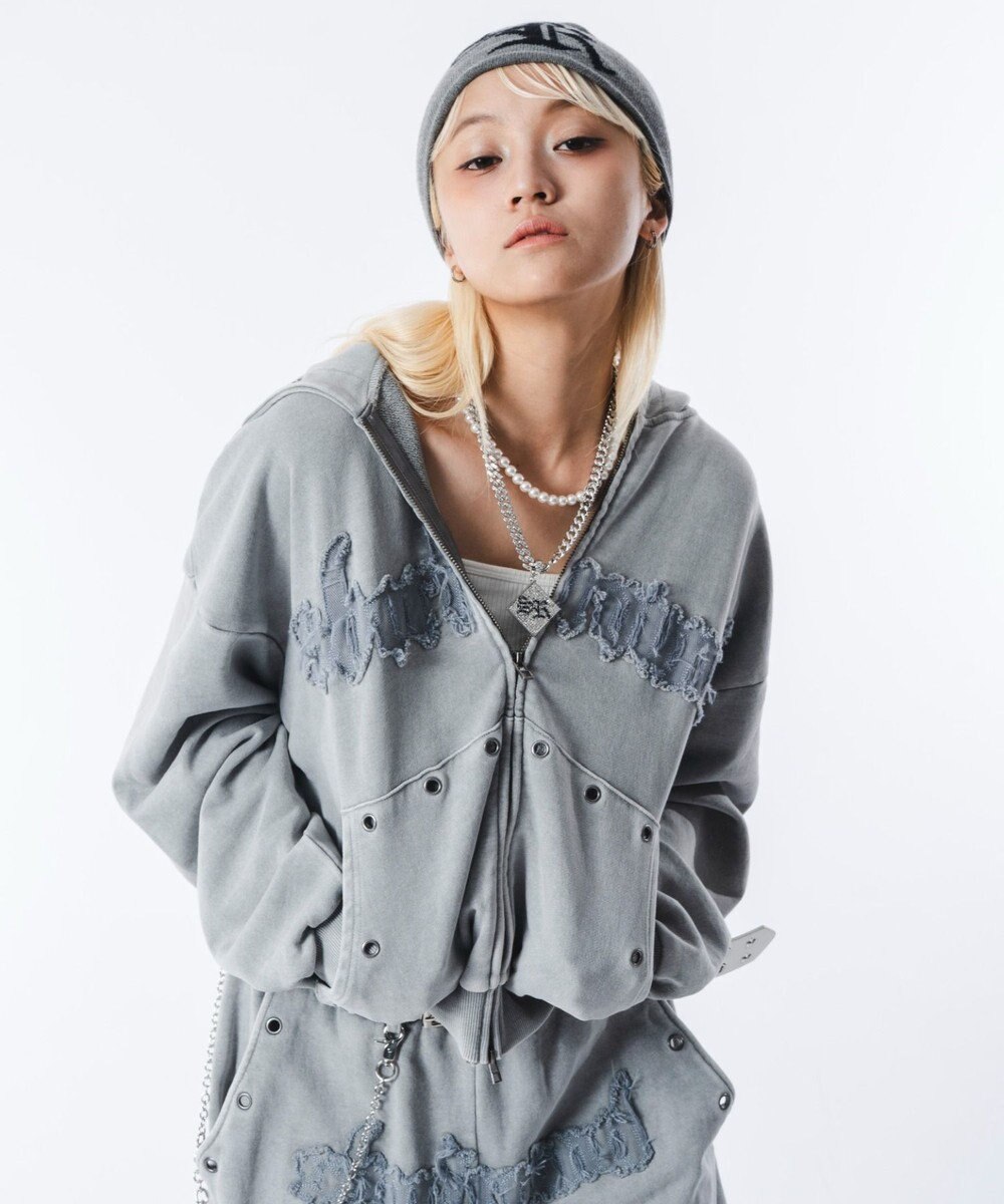 WEGO 【ユニセックス着用ITEM】ブリーチハトメZIPパーカー 