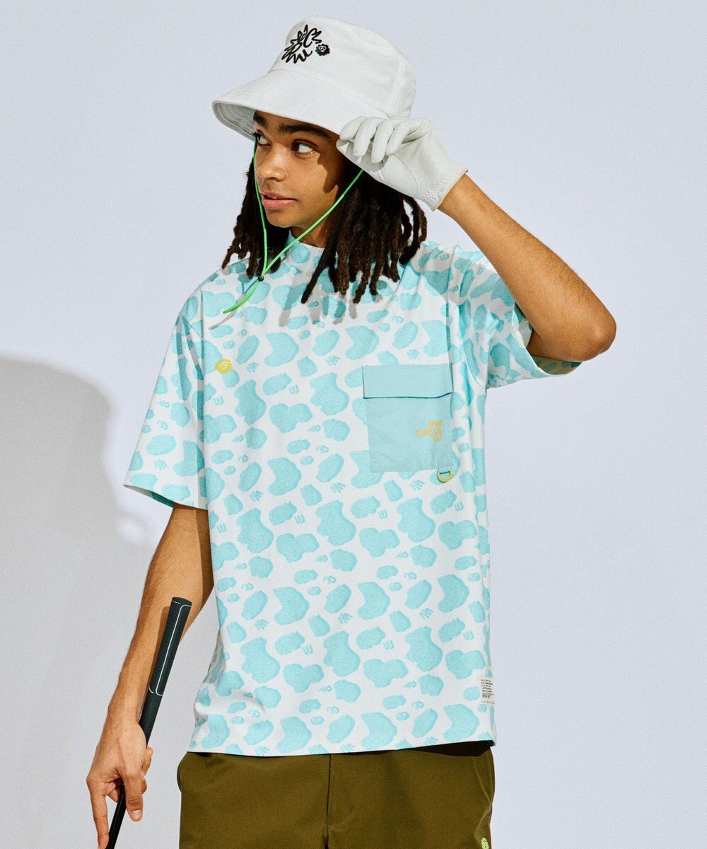 PW CIRCULUS 【UV遮蔽率99.5%  UVカット/速乾/ストレッチ】【MEN】アニマルドットポケットモックT ゴルフ 