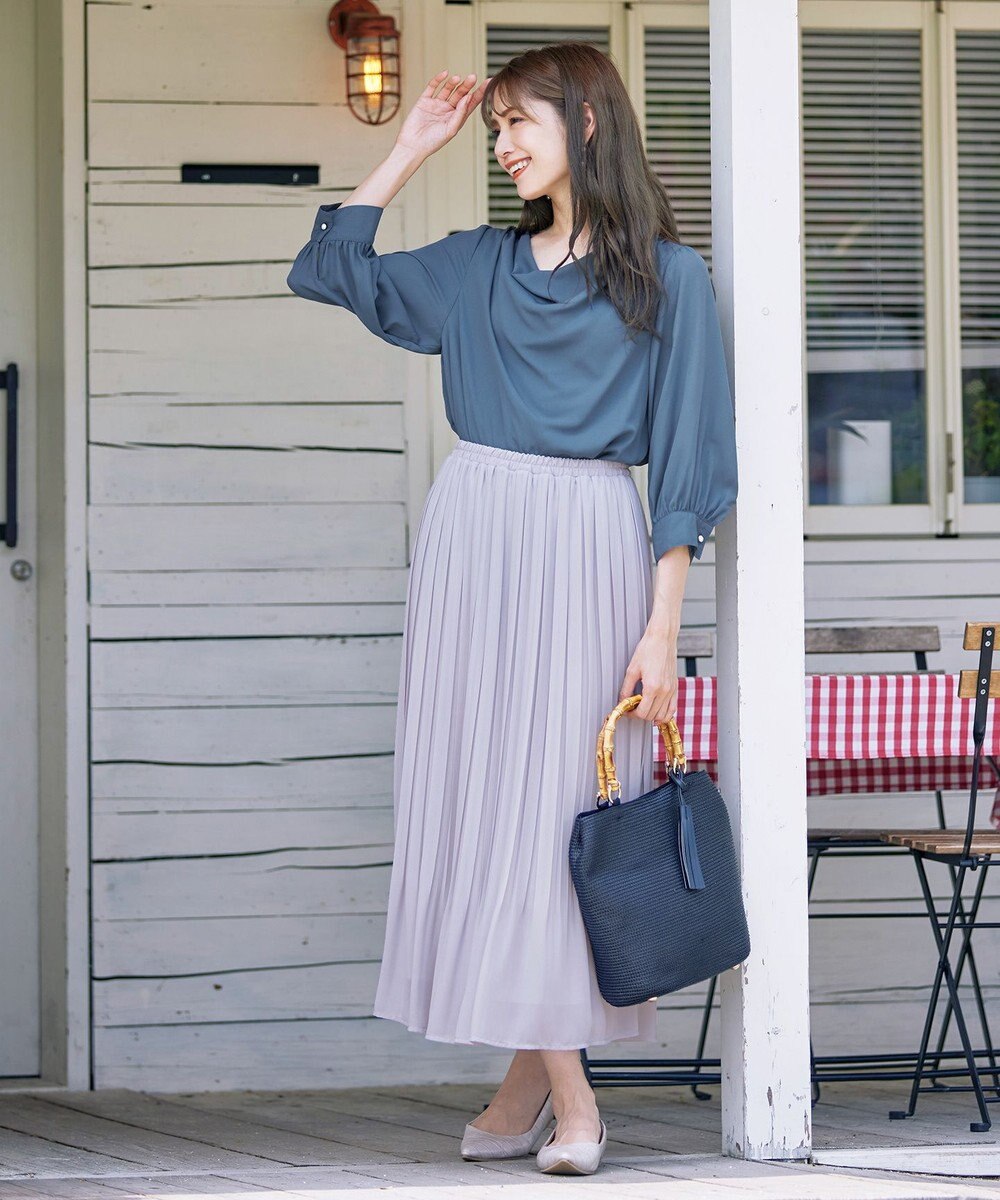 Tiaclasse L 【洗える/ウエストゴム】 ジョーゼットプリーツスカート 