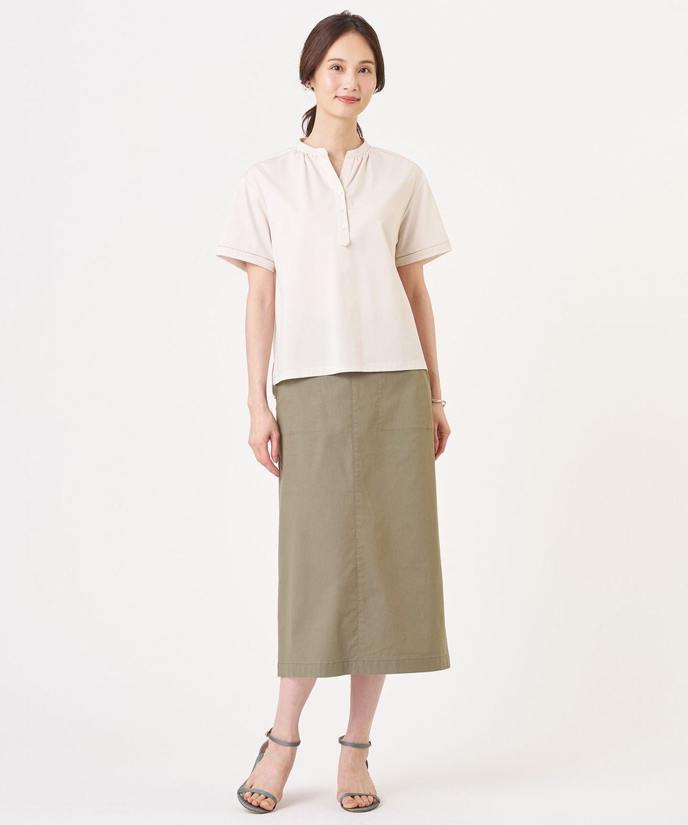 J.PRESS LADIES L 【人気素材】セルロースリネンストレッチ ナロー スカート 