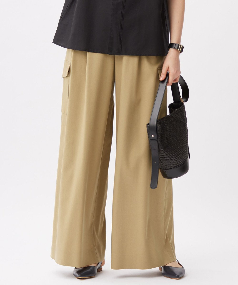 自由区 デニムライクボトムフレアワイド パンツ 