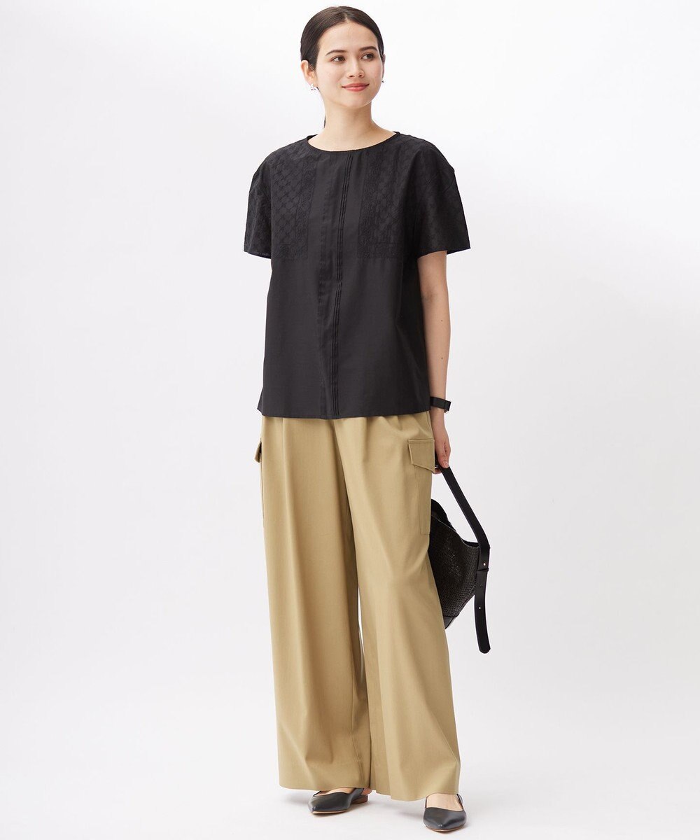 自由区 L 【カタログ掲載・接触冷感・UVカット・洗える】デニムライクボトムフレアワイド パンツ 