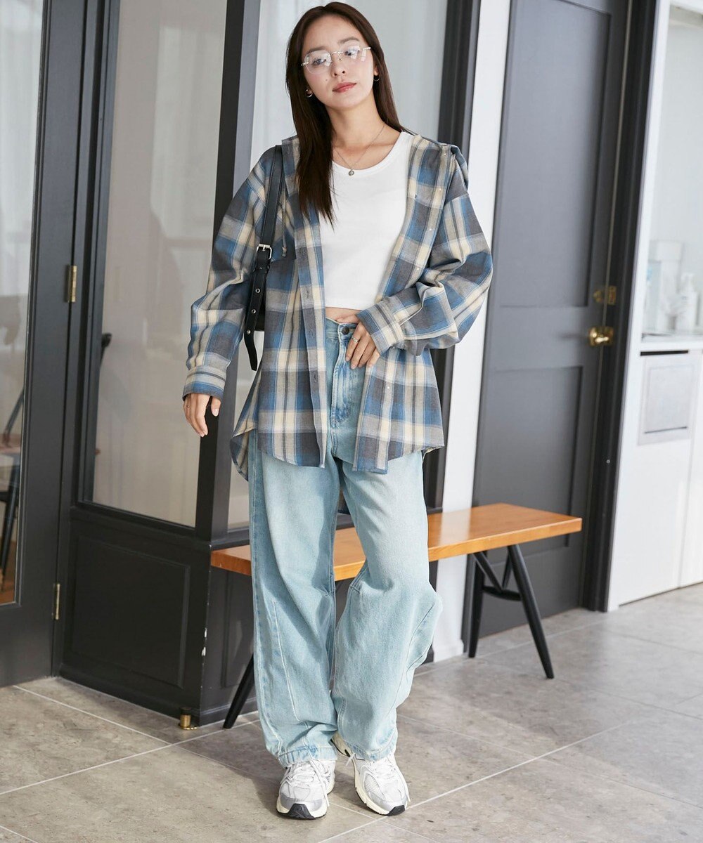 WEGO フードチェックBIGシャツ 