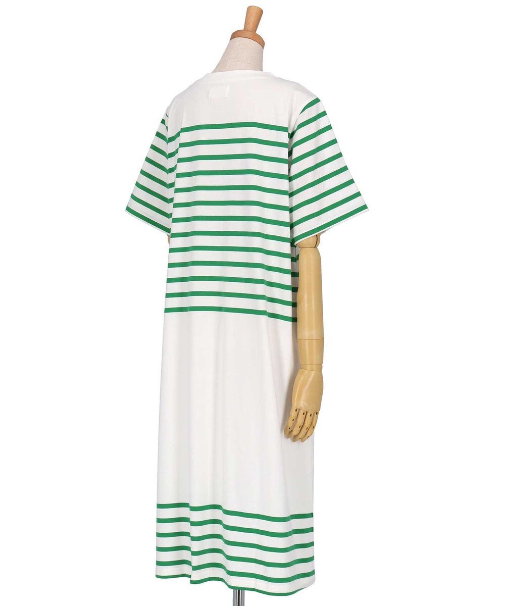 une nana cool 【綿100％】60ハイゲージ天竺パネルボーダー半袖ワンピース 