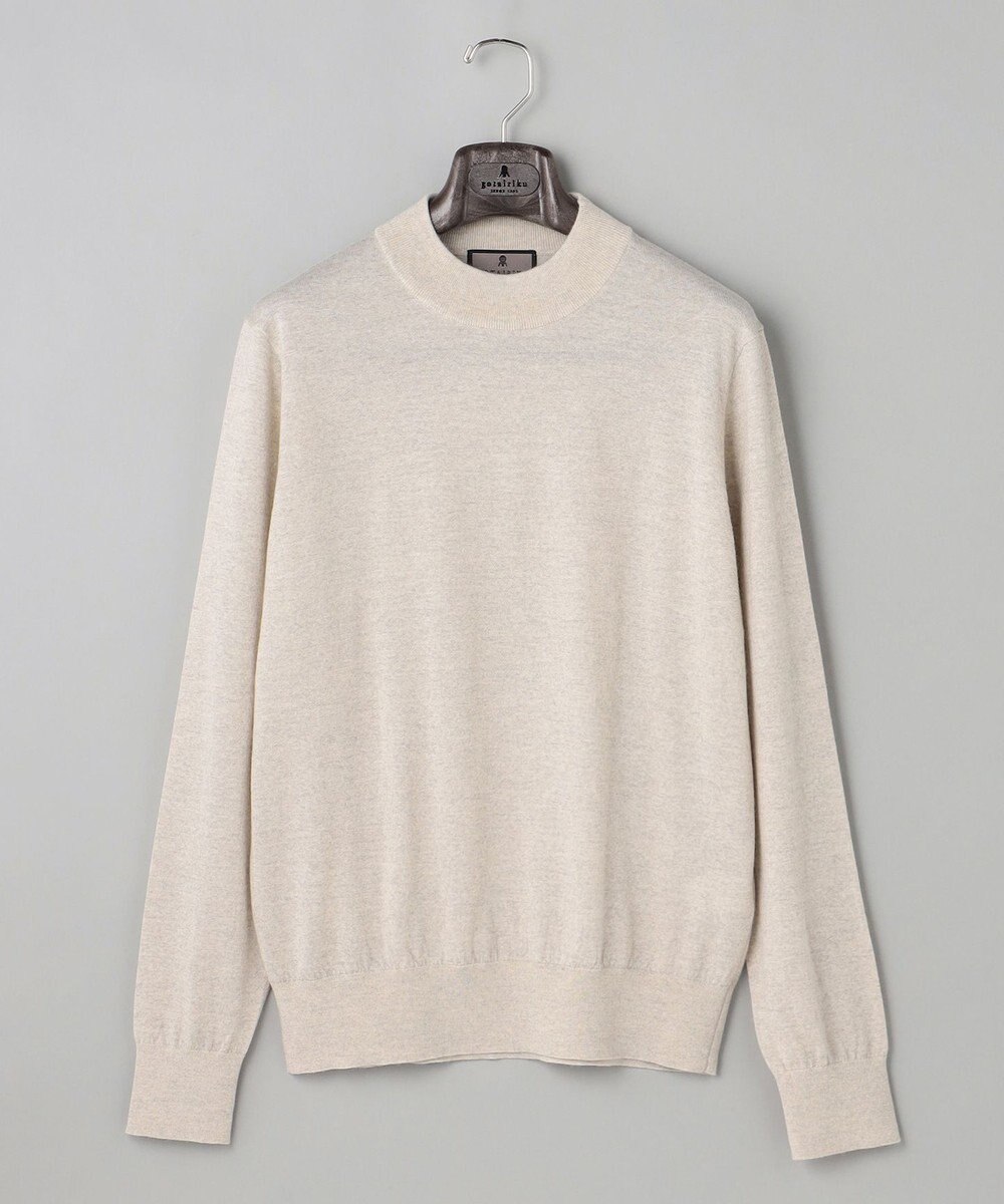 GOTAIRIKU 25年新作【洗える/チクチクしにくい/ピリングしにくい】イタリア糸 ハイゲージ カバーネックニット_WOOL100％ 