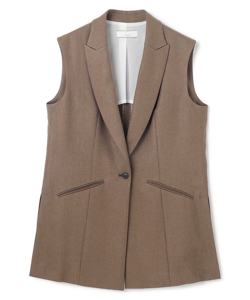 BEIGE， 【洗える】CAROLE / リネンライクノースリーブジレジャケット 