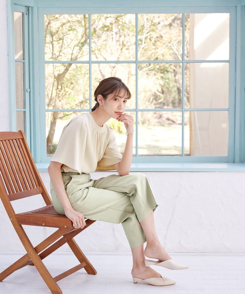 Tiaclasse L 【洗える】5分丈フレアスリーブブラウス 