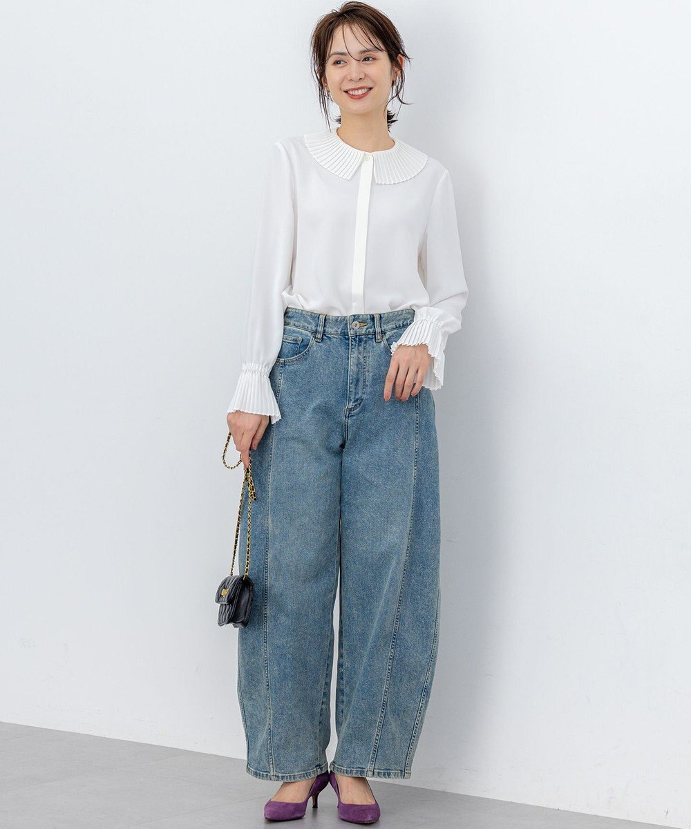 組曲 S ライトデシン プリーツブラウス 