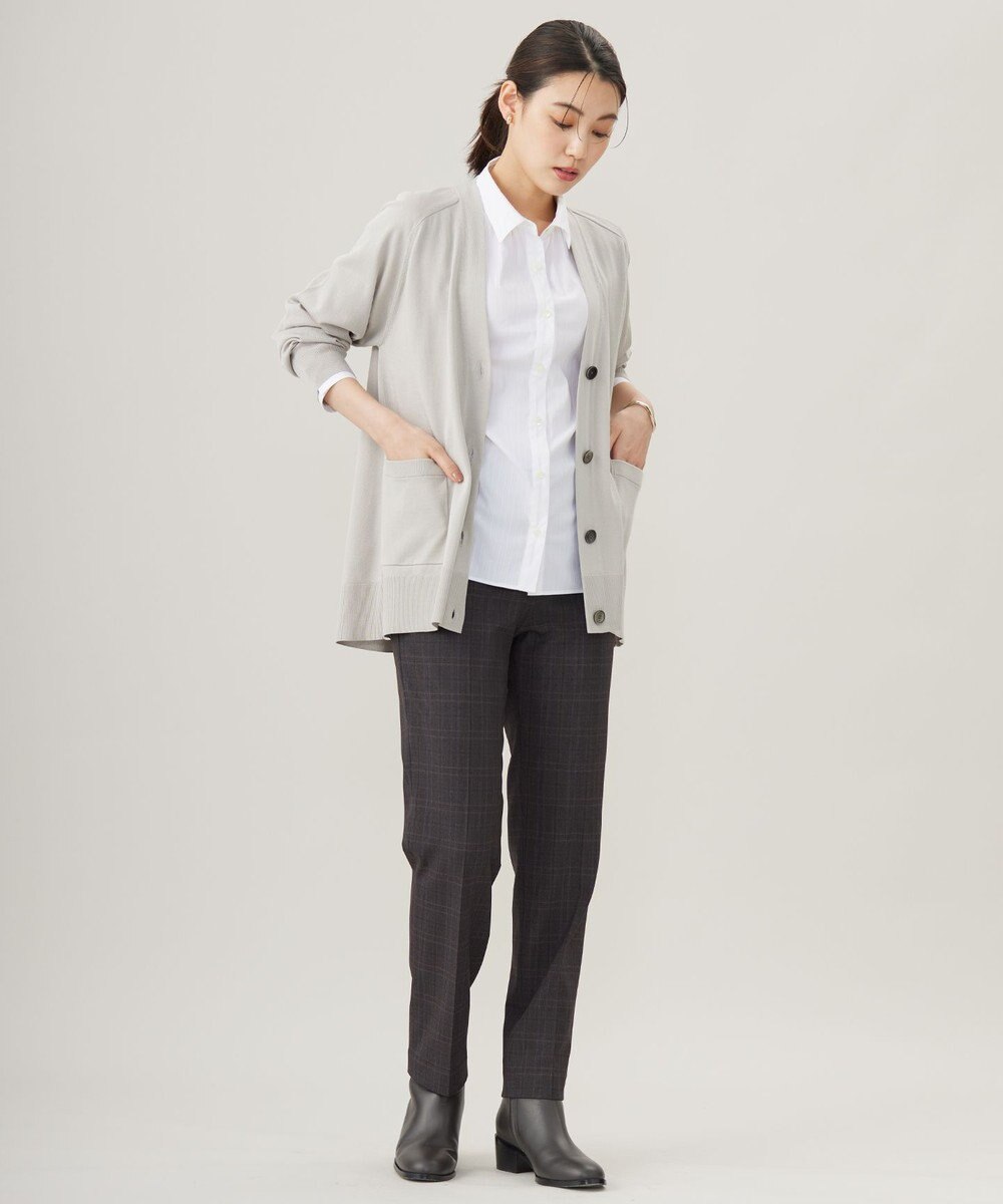 J.PRESS LADIES L 【洗える】SILKY RAYON STRETCH Vネック カーディガン 