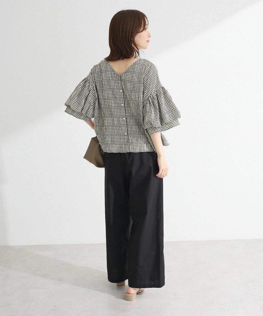 Green Parks 前後２ｗａｙ袖バルーンギンガムチェックブラウス 