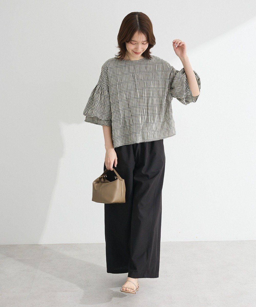 Green Parks 前後２ｗａｙ袖バルーンギンガムチェックブラウス 