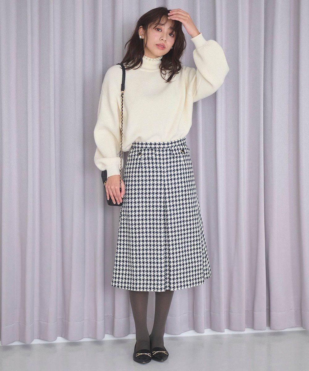 Feroux 【洗える】BOXタックミドル丈 スカート 