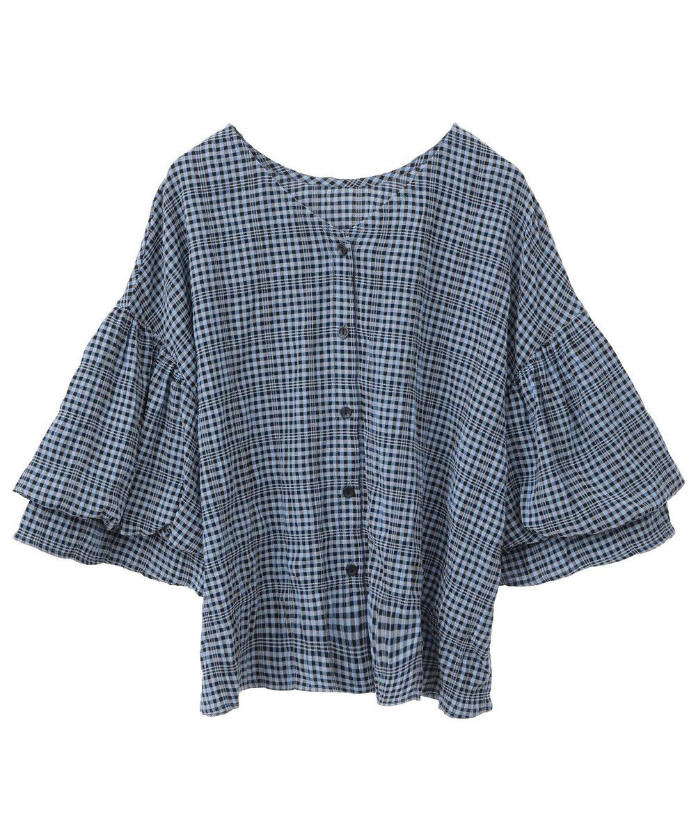 Green Parks 前後２ｗａｙ袖バルーンギンガムチェックブラウス 