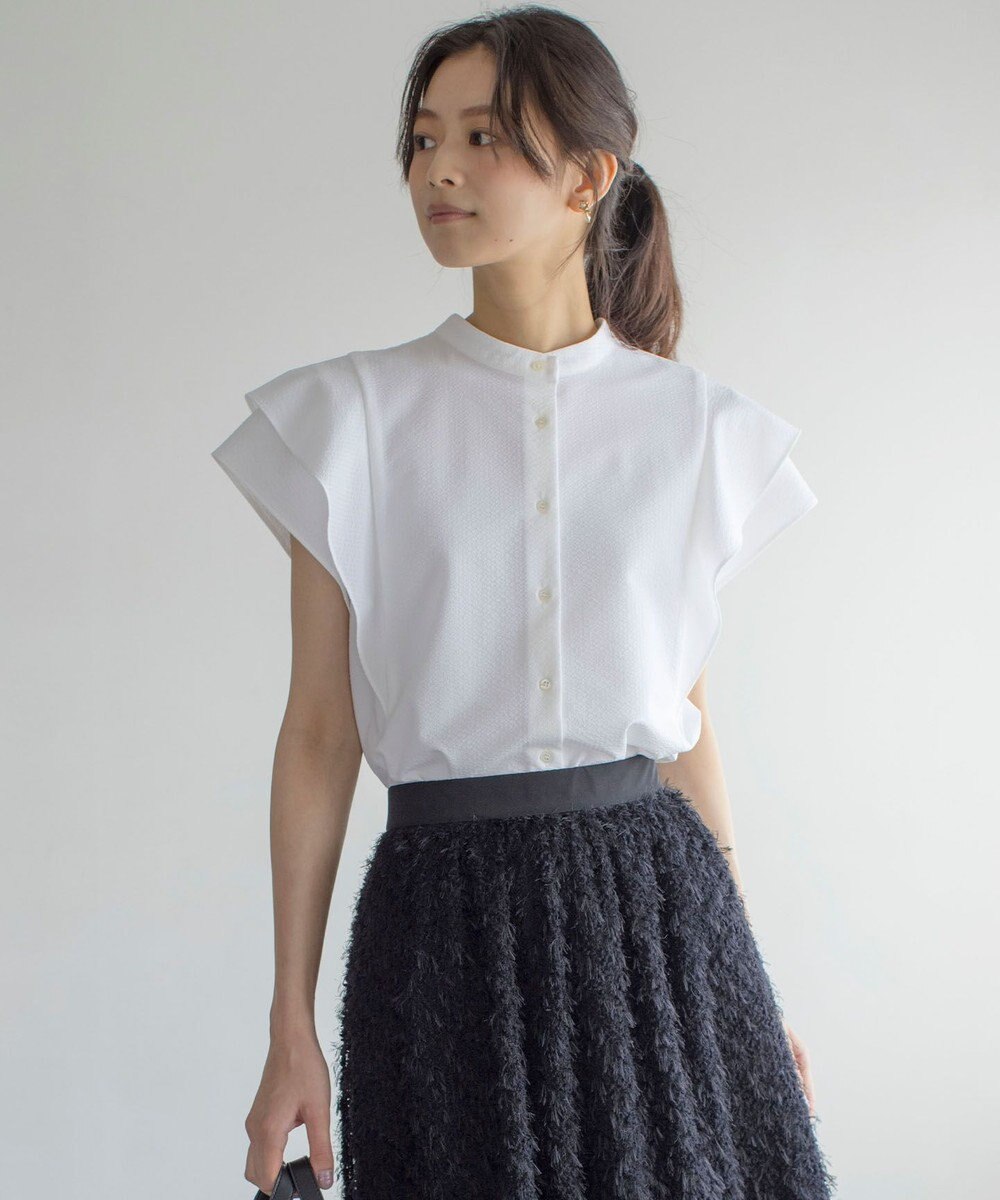 組曲 【前後着用可】ドライタッチダブルフレア ブラウス 