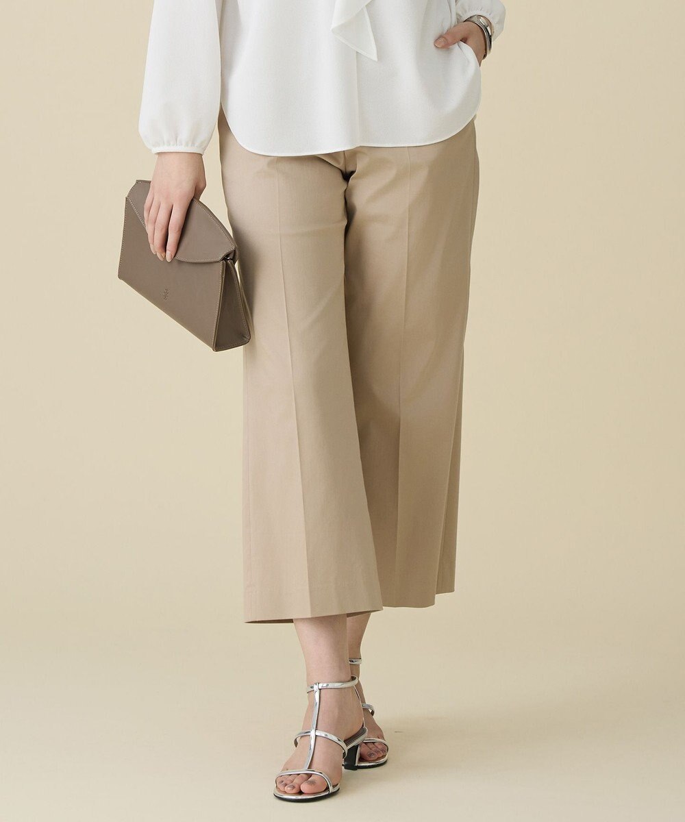 自由区 L コットンサテンクロップド丈ワイドストレート パンツ 