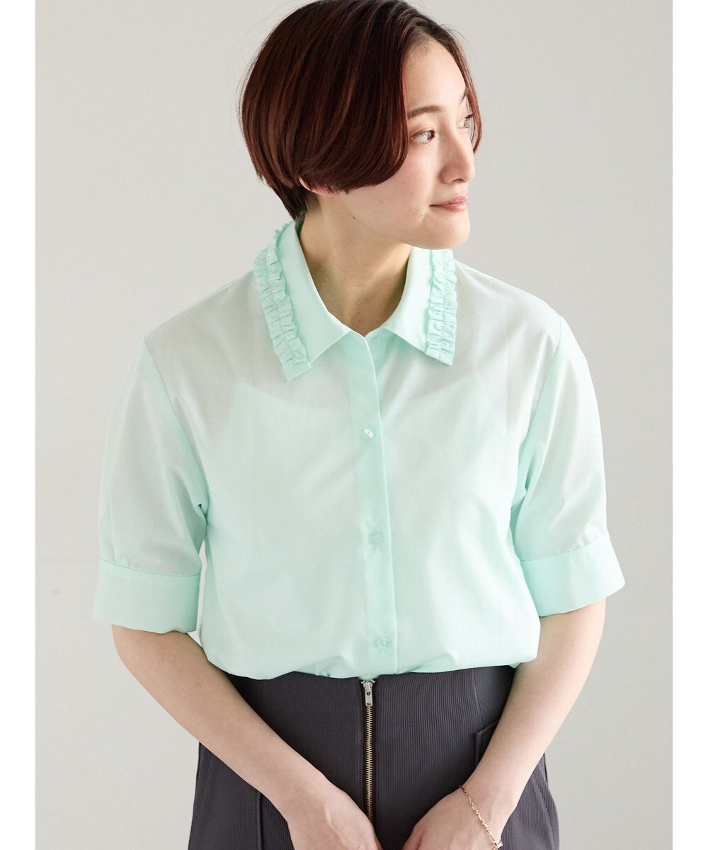 Te chichi ミニフリルトリムカラーブラウス 