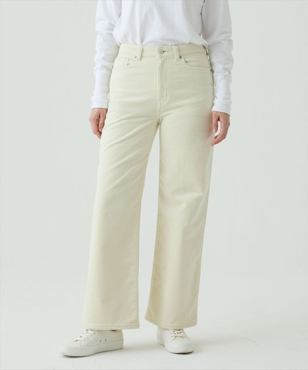 caqu ワイドフィット 裏起毛コーデュロイパンツ 