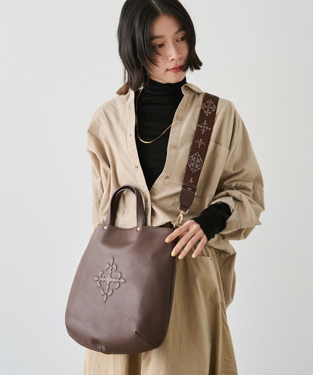 russet エンボスモノグラム ソフトレザー 2WAYトートバッグ(CE-1611) 