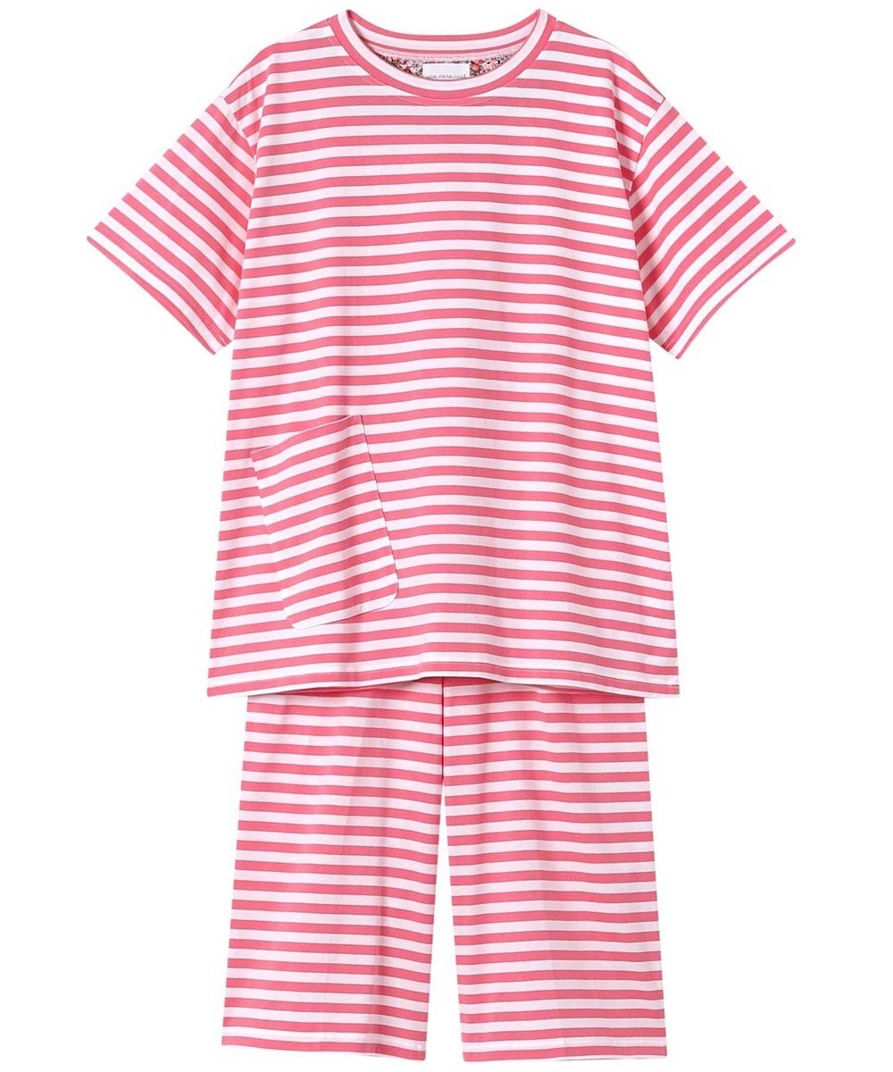 une nana cool MADE WITH LIBERTY FABRIC 綿100％ボーダー 半袖パジャマ 