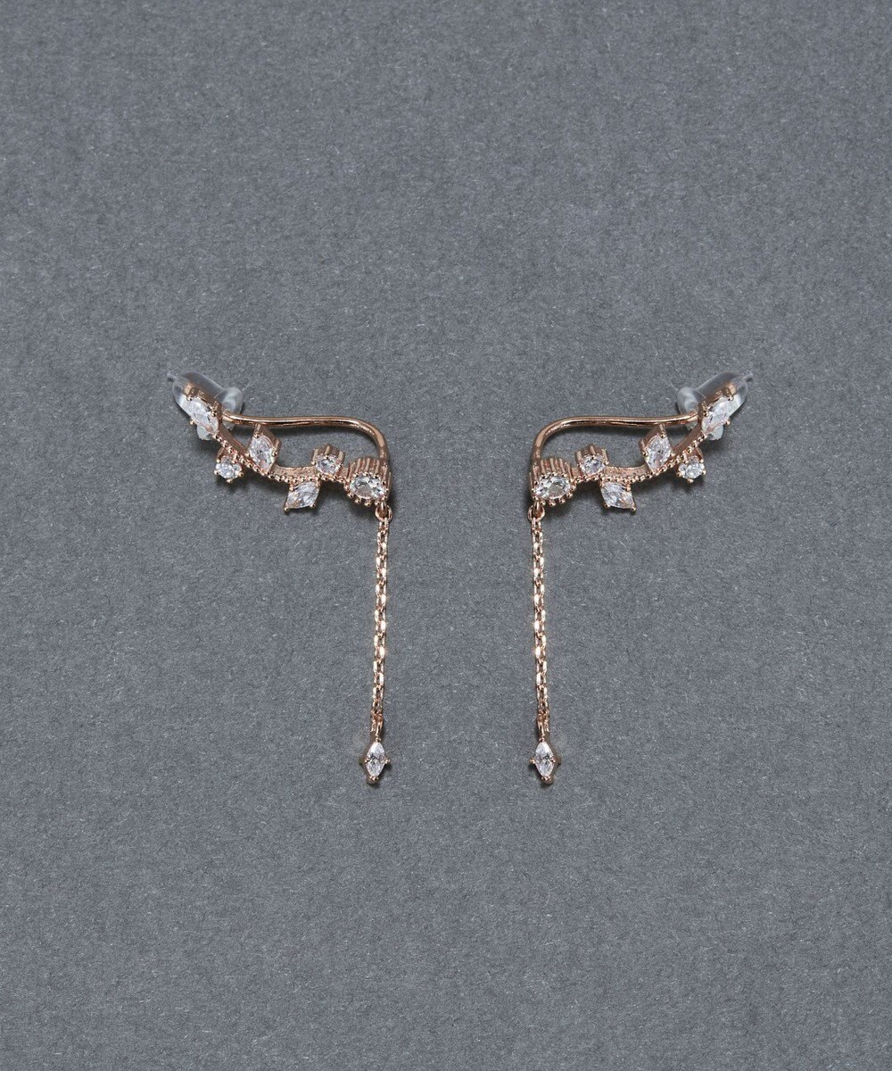 Phoebe 〈シリーズ累計販売10000点突破！〉2wayフラワリービジューピアス&イヤリング　ローズゴールド 