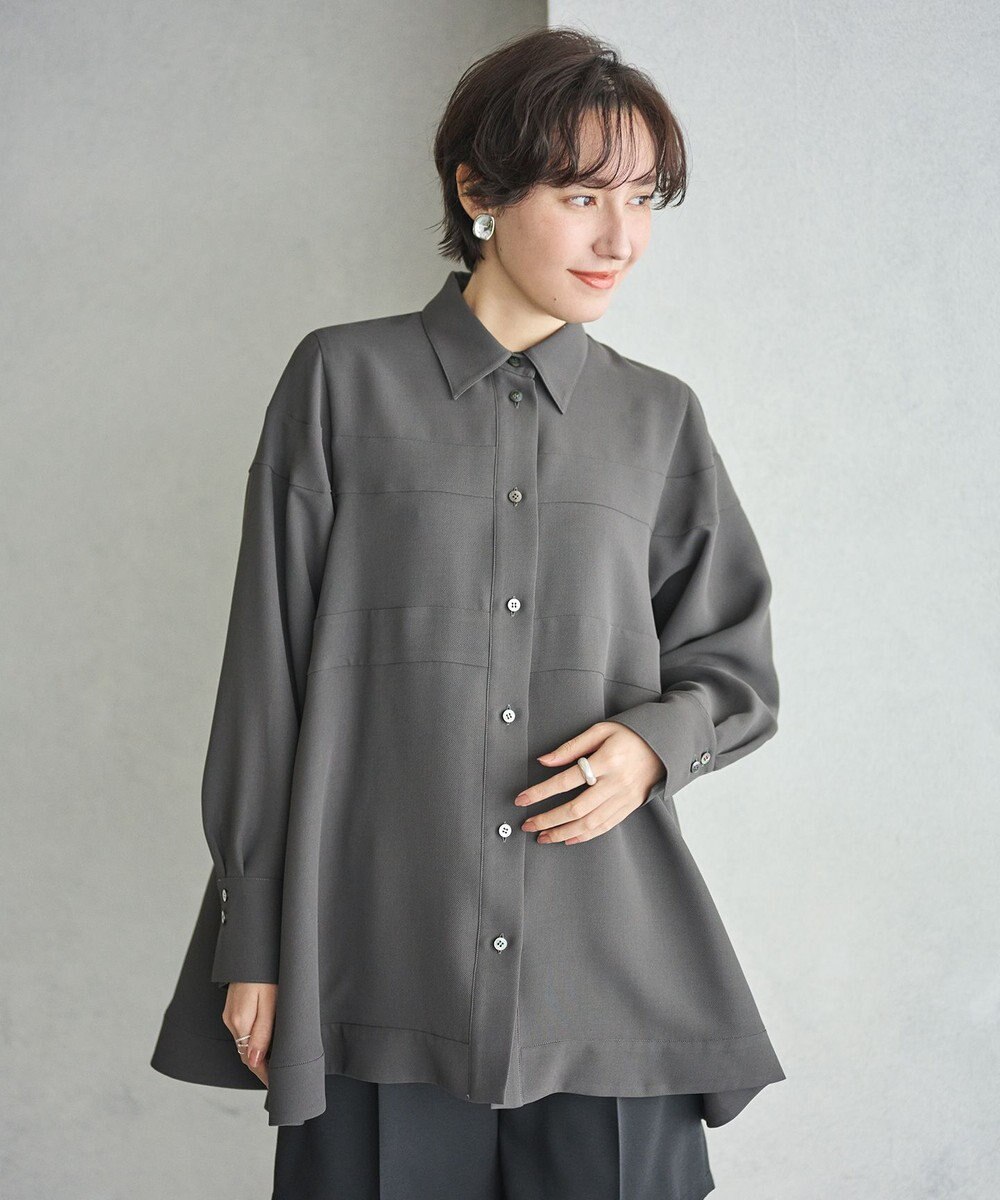 #Newans 【洗濯機可能】Aラインパネルチュニックシャツ 