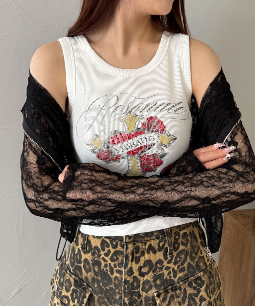 WEGO ラインストーンハートグラフィックタンク 