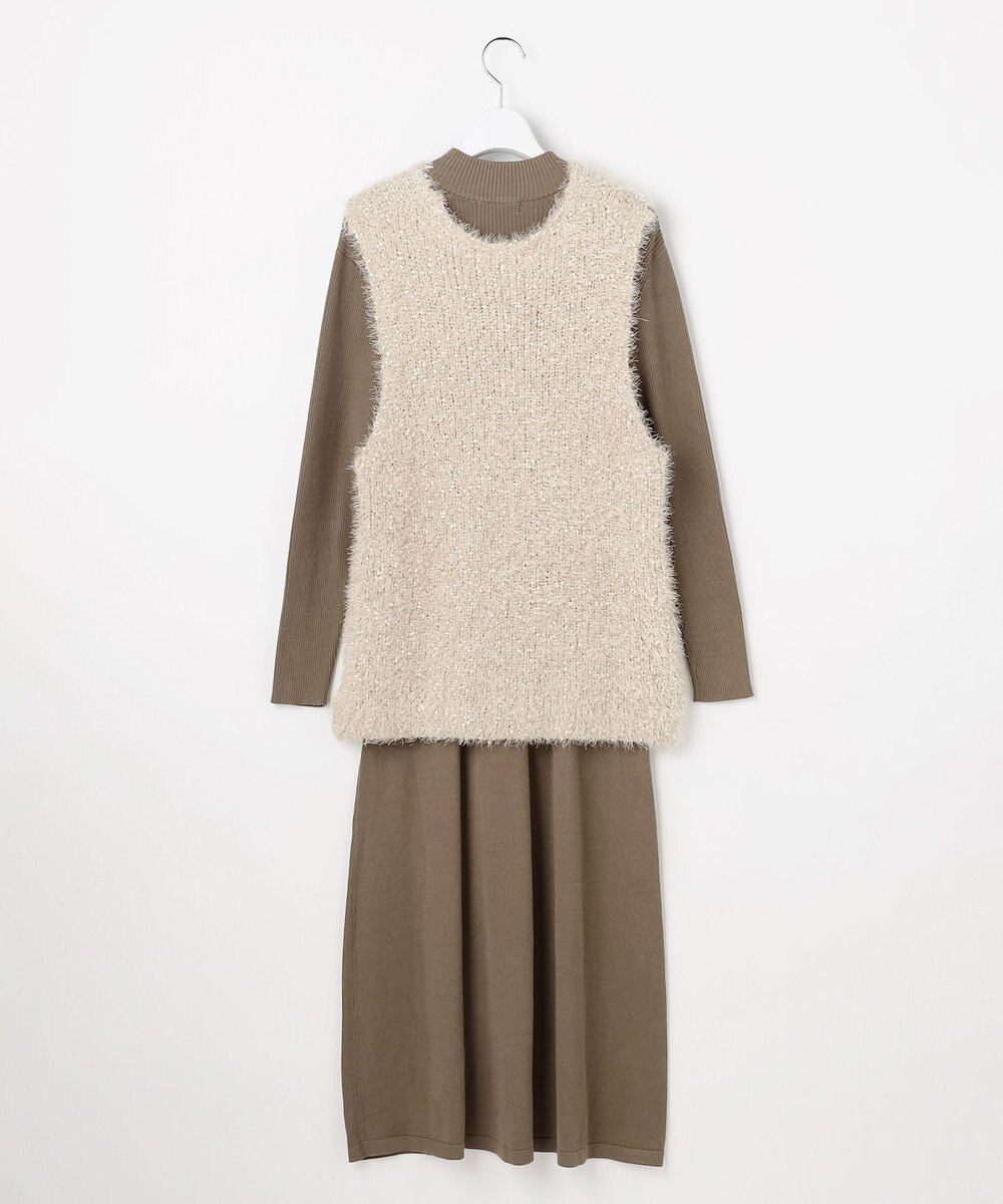 Feroux ジレ付きニット ワンピース 