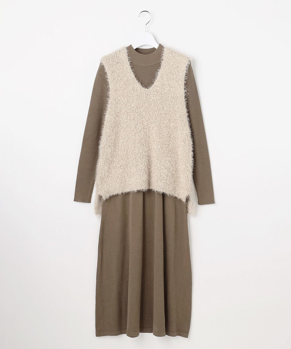 Feroux ジレ付きニット ワンピース 