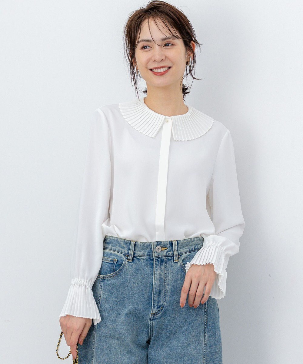 組曲 S ライトデシン プリーツブラウス 