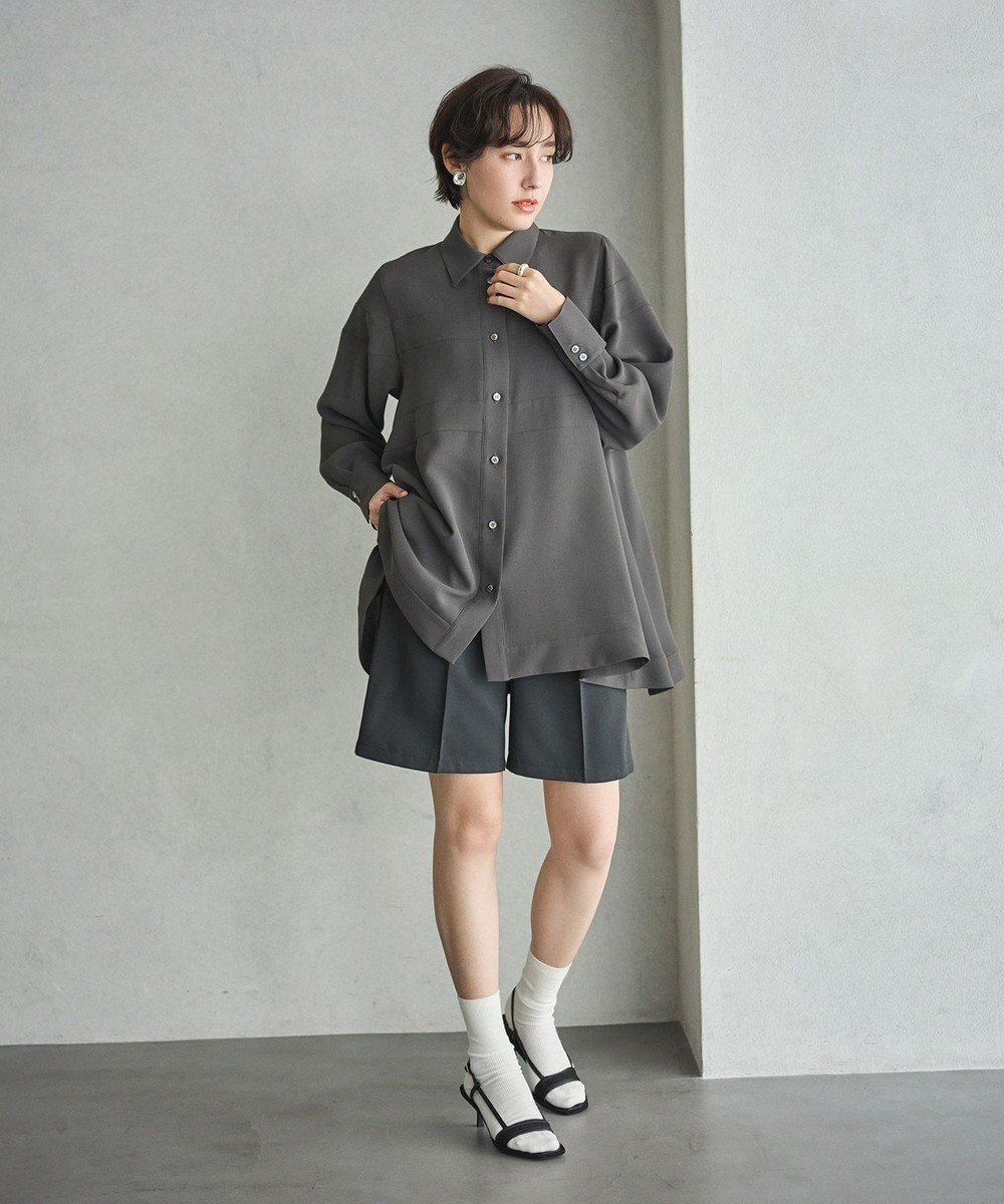 #Newans 【洗濯機可能】Aラインパネルチュニックシャツ 