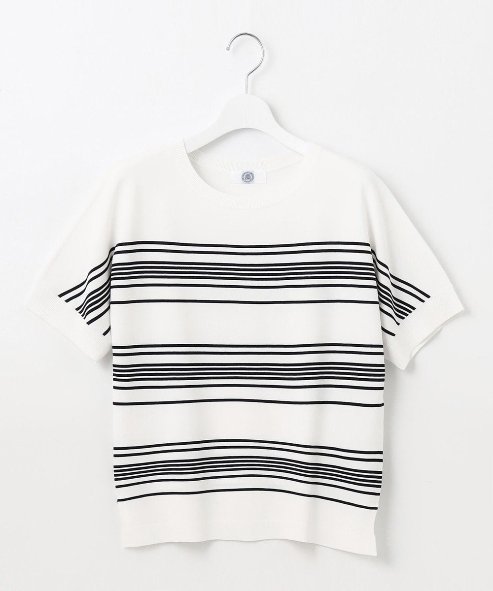 J.PRESS LADIES L 【洗える】レーヨンエリートストレッチ ボーダー ドルマン ニット 